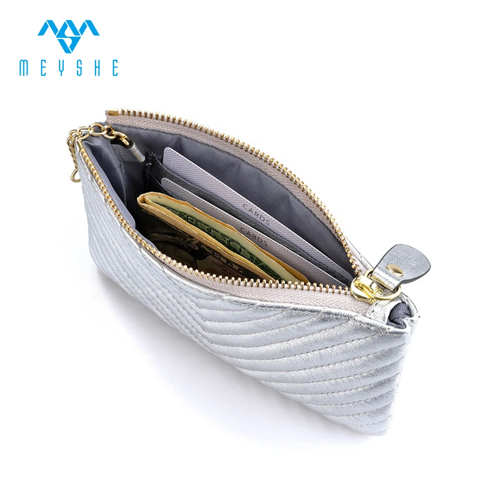 Hot sale high quality silver genuine leather customize change purse
