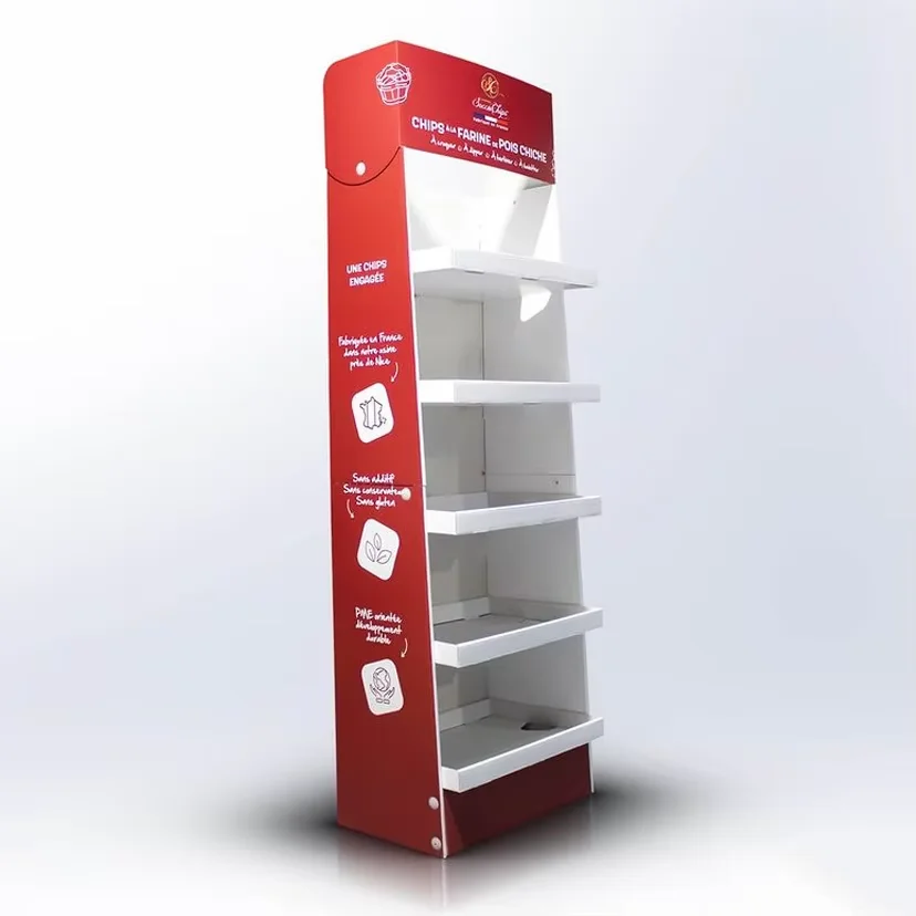 Promotional 4 Tiers Cardboard Display Rack Custom Cardboard Display Stand Board Printed Pop Cardboard Drinks Display