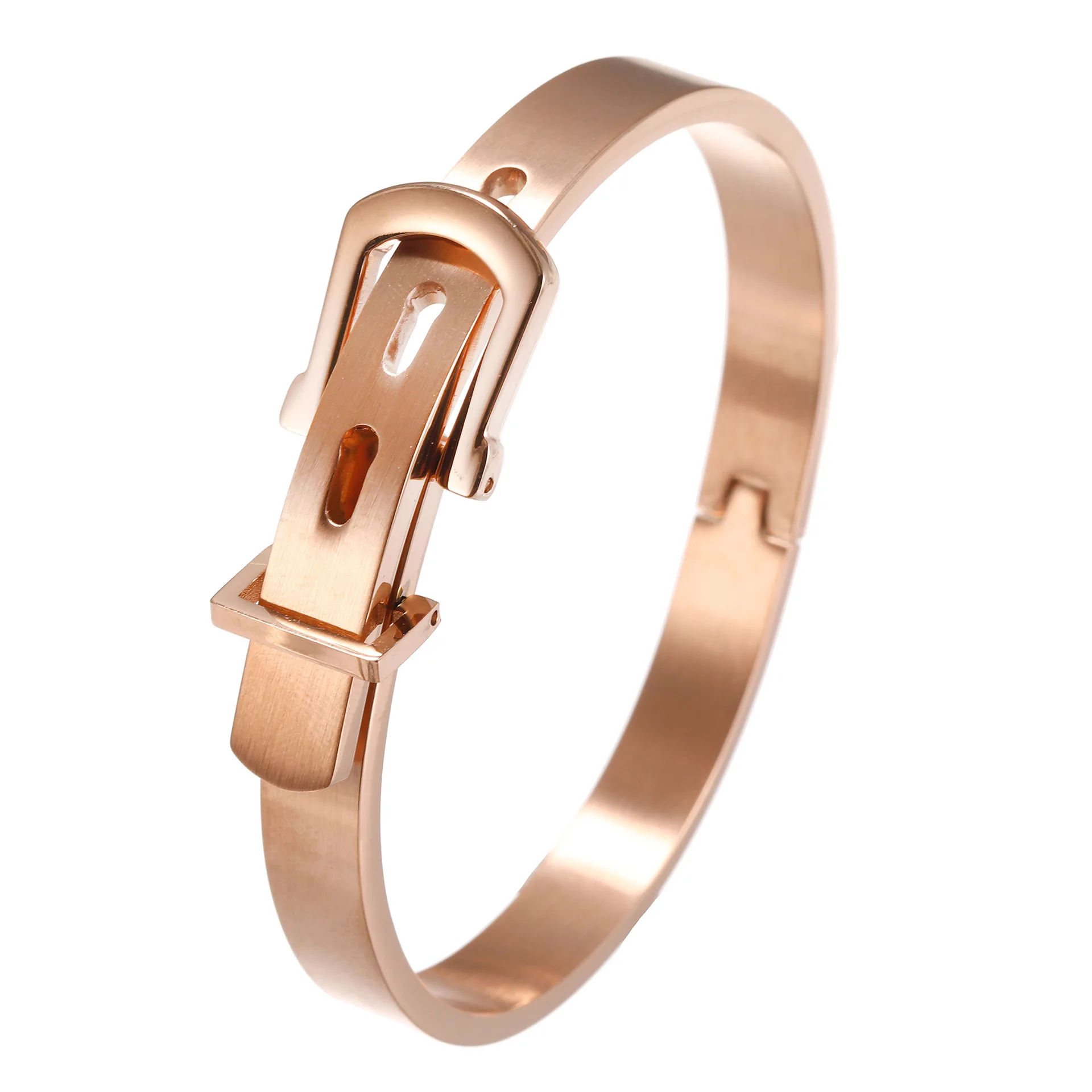 Professional Classic Belt Stainless Steel British Style Belt Buckle Bangle Belt Strap Open Cuff Bangle Couple Bracelet 4 Colors