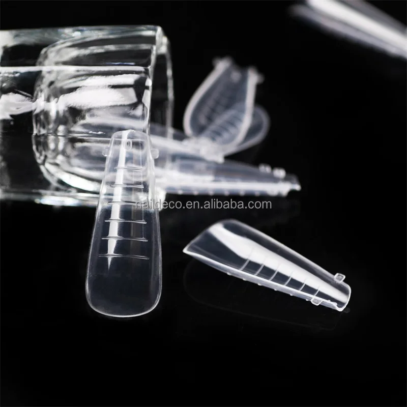 Nadeco Coffin Flat Sturdy Short Square Dual Forms Nail Tips Reusable Fingernail Extension