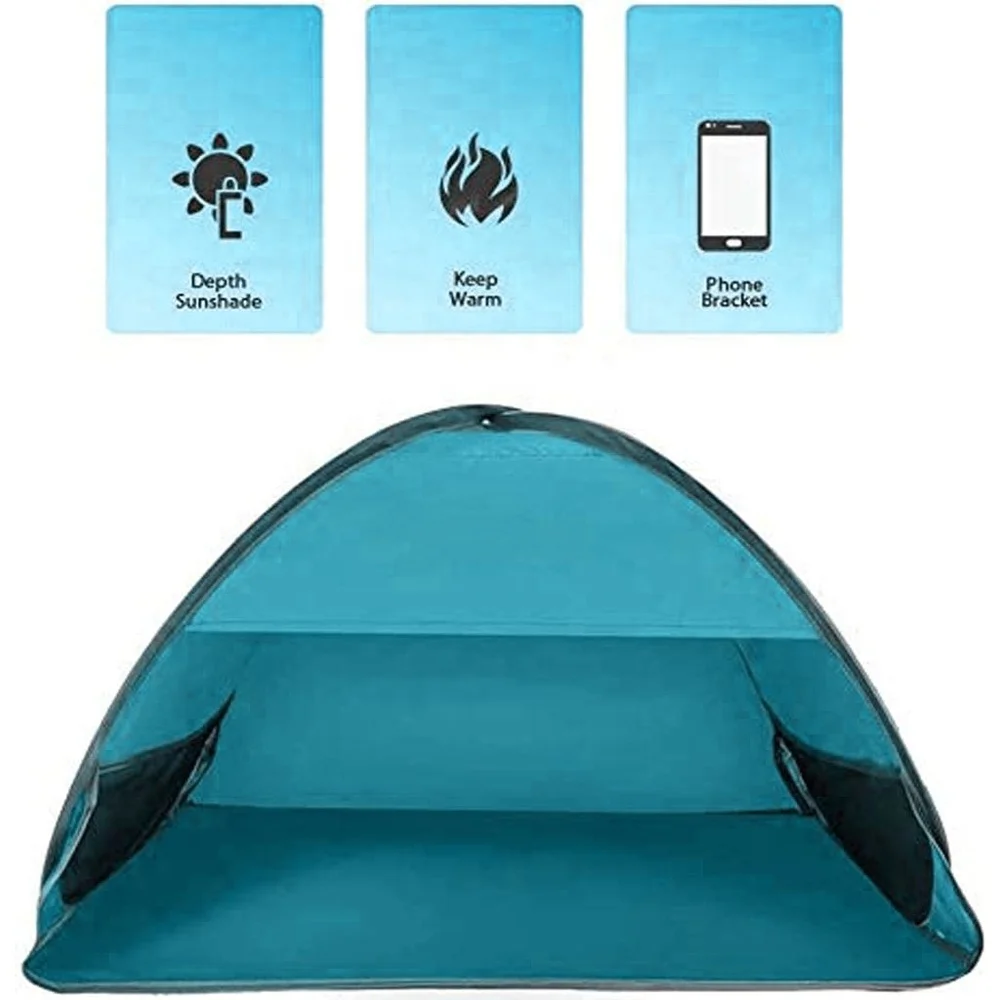 Portable Pop Up Beach Tent UPF 50+ Beach Face Sunshade Automatic Sun Shelter Windproof Tent for Beach, Small Animals Dog Shelter
