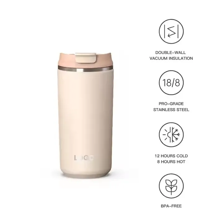 Free Coffee Mug Stainless Steel Insulated Coffee Cup with Lid Car Cup Holder Friendly Mug