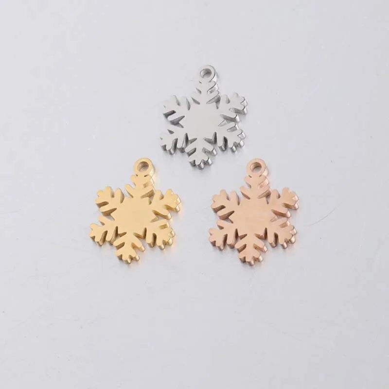 Stainless Steel Mirror Polished DIY Small Cute Snowflake Charms for Christmas Day