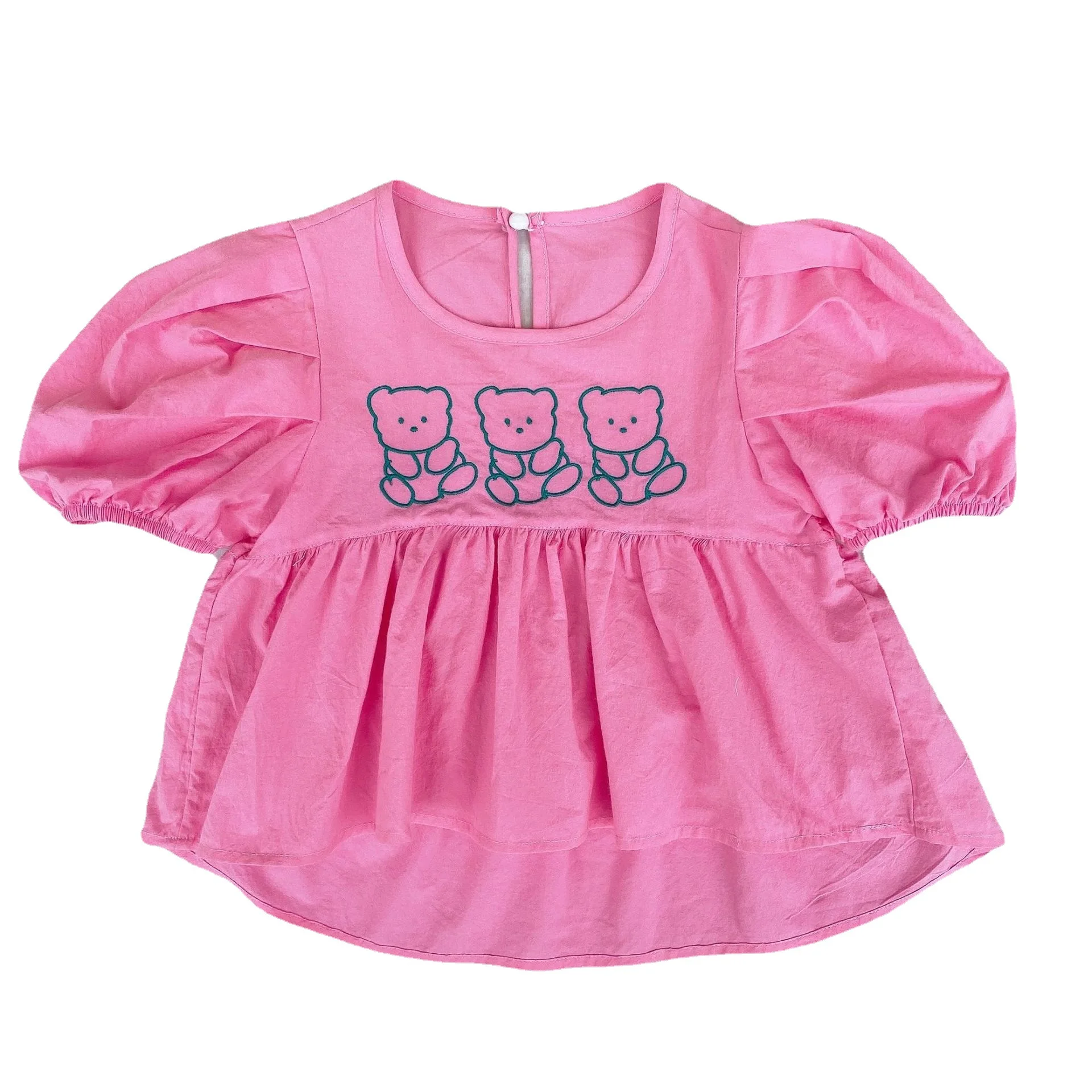 
Wholesale ready to ship kids shirt cartoon bear top baby cotton shirt for toddler girls LP026 
