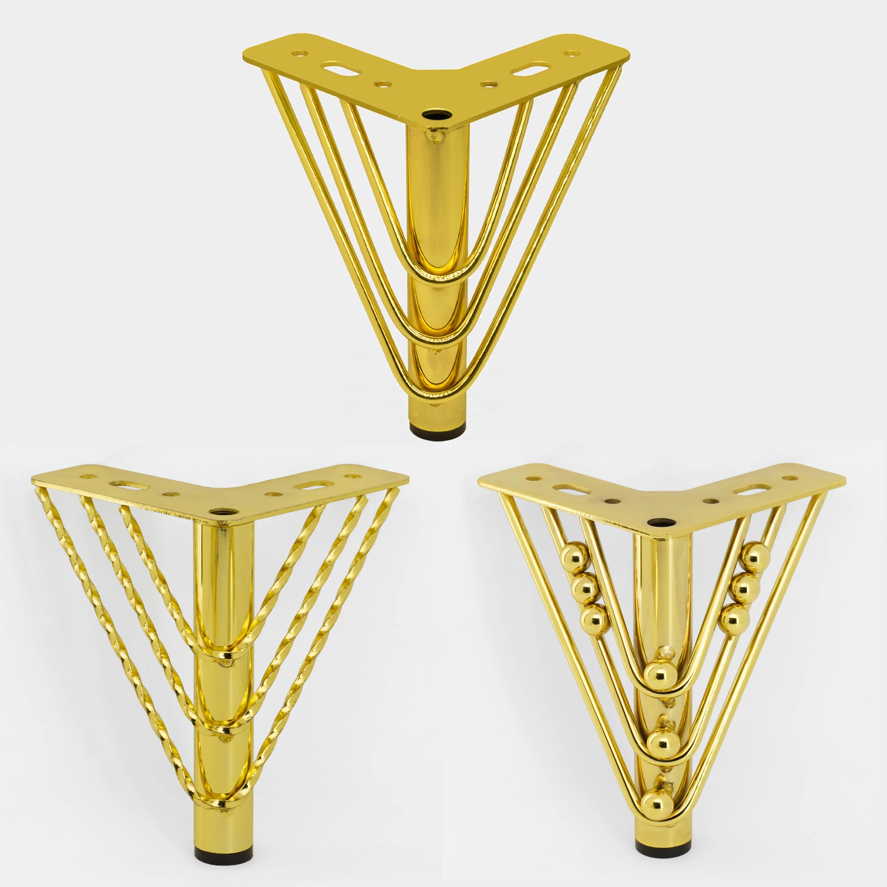 Sofa Legs 6 Inch Iron Tapered Decoration Support Hardware Gold Brass Steel Bed Furniture Feet Cabinet Chrome Metal Sofa Legs
