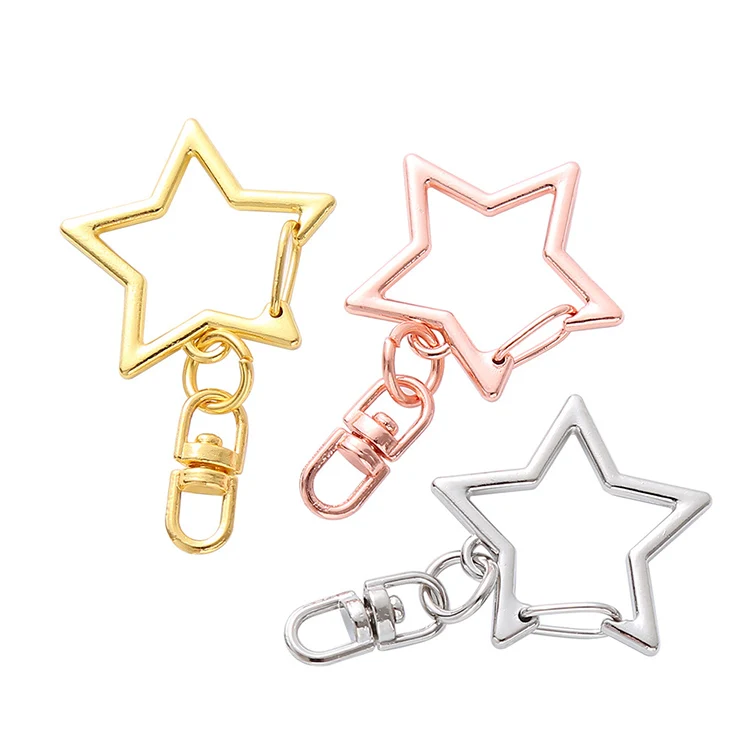 YN Star Shaped Lobster Claw Clasp Keychain Snap Hook with Key Rings DIY Creative Design Metal Hanging Buckle Key Ring