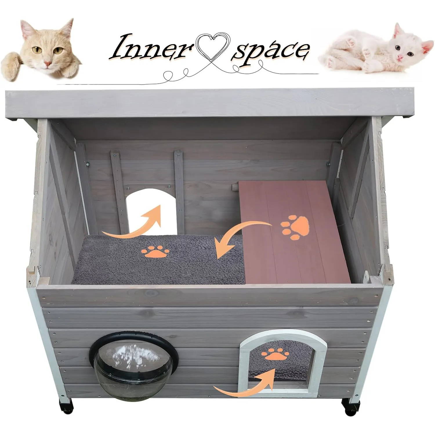 Attractive Plastic Features Hidden Wooden Cat Hut Comfortable Pet Beds  beautiful  wooden cat house both indoors and outdoors