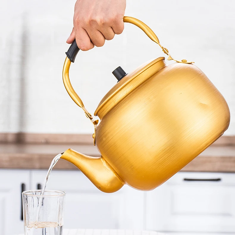 Aluminum yellow tea water kettle stove top whistling kettle Large Capacity Gas Water Kettle