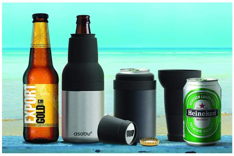 Double Walled Stainless Steel Beer Bottle, Eco-friendly Beer 2 Go Vacuum Insulated stainless steel can cooler and bottle holder