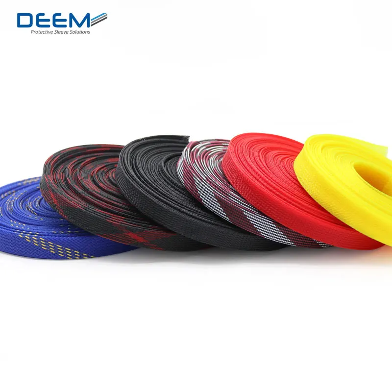 DEEM excellent quality PET Braided sleeve  PET expandable braided sleeve braided cable organizer