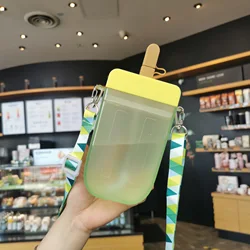 New Summer Korean version water plastic silica gel watermelon strap straw cold drink water cup student water cup bpa free