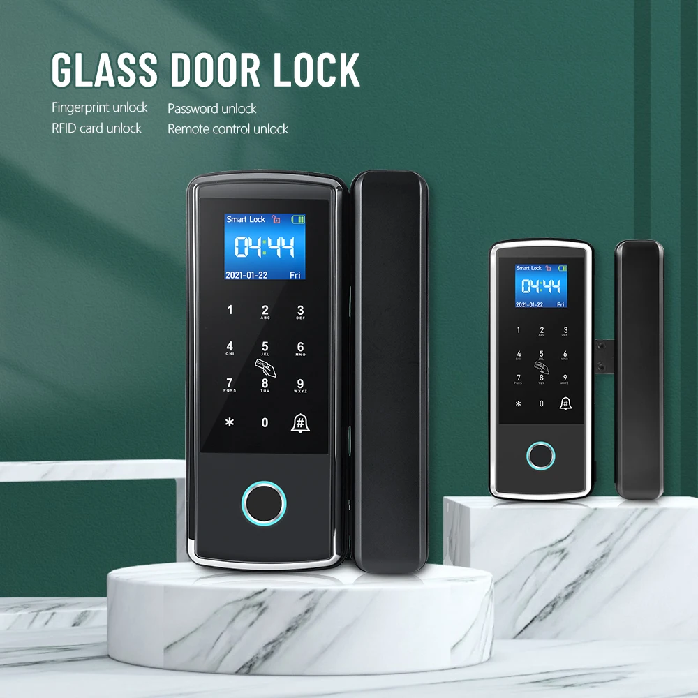 Electronic Digital Fingerprint Smart Door Lock for framed or frameless Sliding Glass Aluminum lock