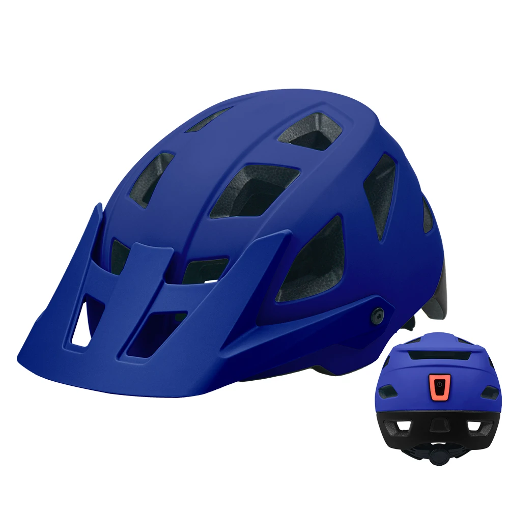 MTB Road Mountain Bicycle Helmet with led light and Detachable Visor Trail Road Bike helmet with rechargeable rear warning light