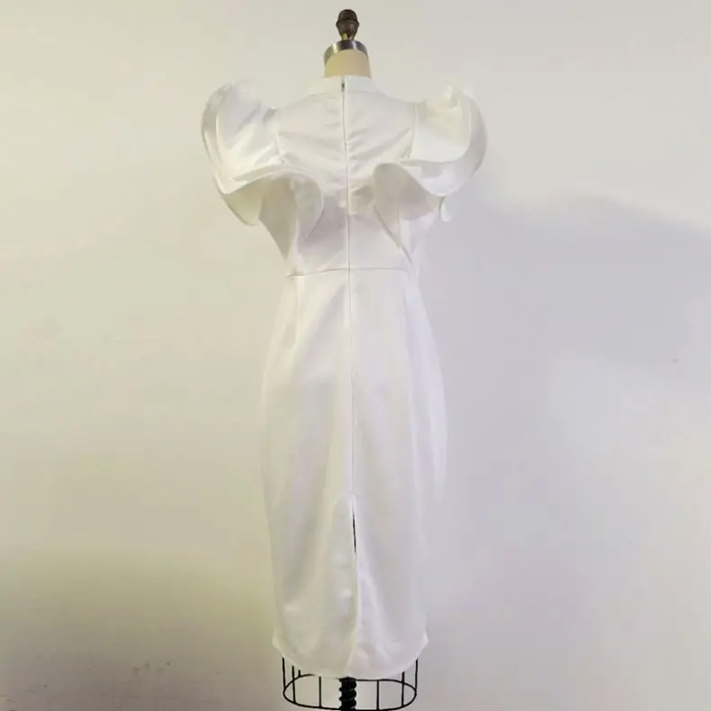 2022 Fashion Women Summer Midi Dresses Stand Collar Mesh Matching 3D Falbala Short Sleeve Hot Drilling Beading Party Dress