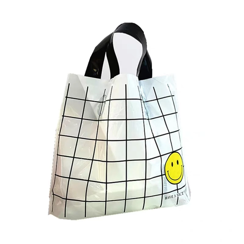 Custom Printed Check Stripe Gift Packing Plastic Bag with Logo