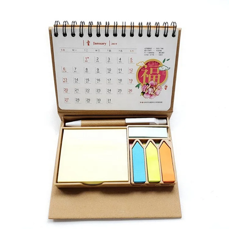 Custom Design Cardboard Monthly inspirational Desk Calendar Printing with Memo Notes Pad