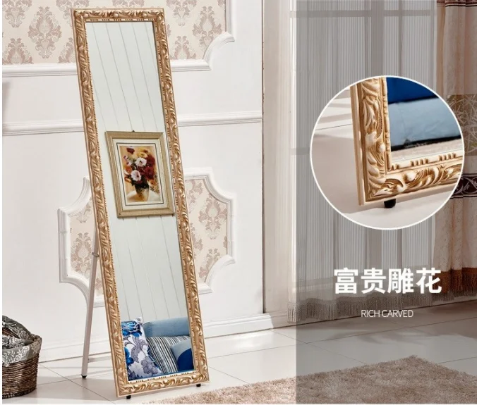 Wholesale 40x150 cm full length wood framed square wooden dressing living room floor standing mirror espejo spiegel miroir