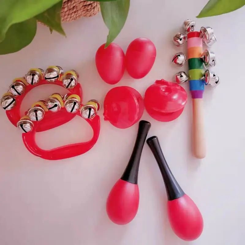 Набор детских перкуссионных инструментов Orff, набор инструментов для раннего развития, набор из 5 предметов, игрушка с ручным звонком