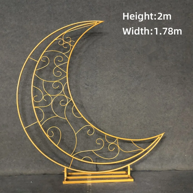 New wedding props iron moon ornaments flower stand wedding photography floral arch wedding stage road decoration