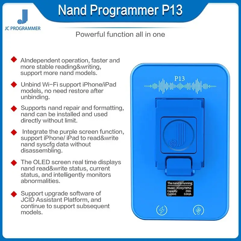 JCID P13 BGA110 programmer for 7 8 8P X XS 11 12 13Pro NAND Flash for BGA110 Nand data modification and writing