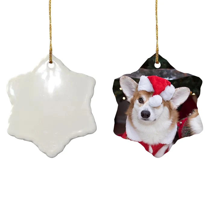 Kingsub Ceramic Ornaments Wholesale Sublimation Creative Blanks White Glazed Christmas Ceramic Ornaments