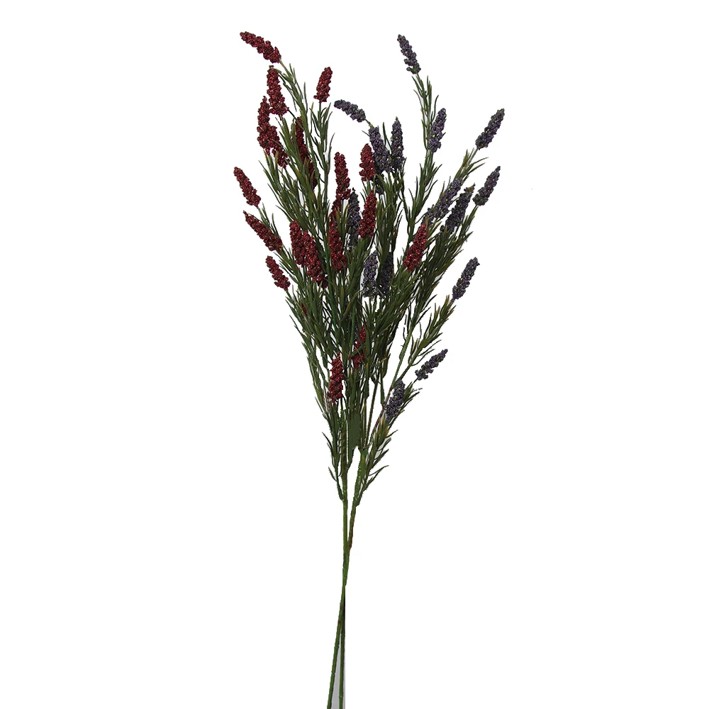 M-1462 Wholesale Price Plastic Foam 5 Branches Lavender Artificial Flower Bouquet