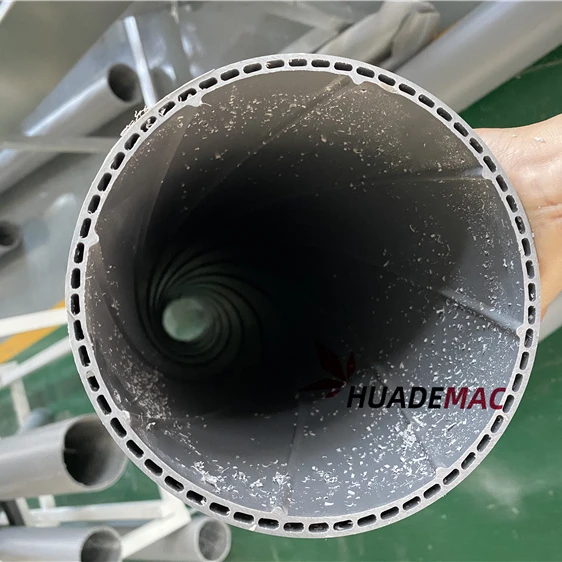 PVC-U silencing drain pipe with hollow wall inner spiral-ribbing plastic extruder machine
