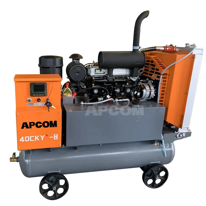 185cfm Mobile  diesel screw air compressor 185 cfm 8bar mining diesel compressor air air-compressor for drilling rig machine