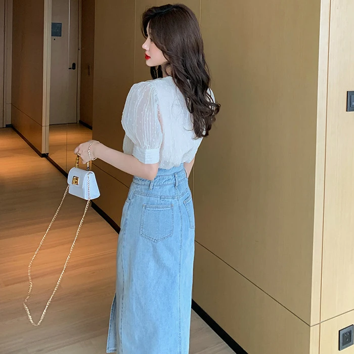 Women Ladies Double Lace Collar Short Sleeve Chiffon Tops and Blouses