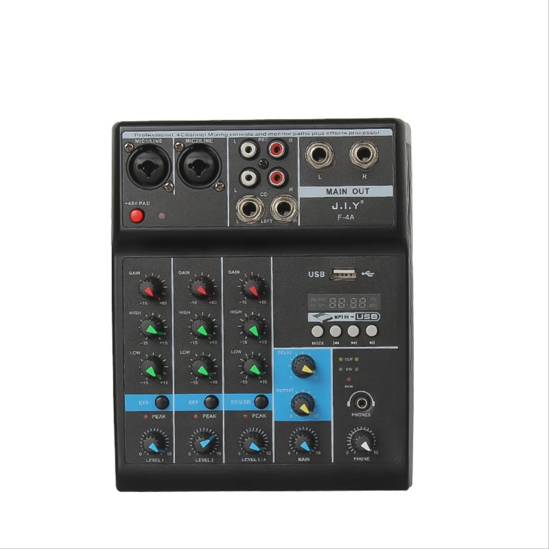 4 Road Mixer Home Computer Stage Small Usb Special Effects With Sound Card Dj Mixer