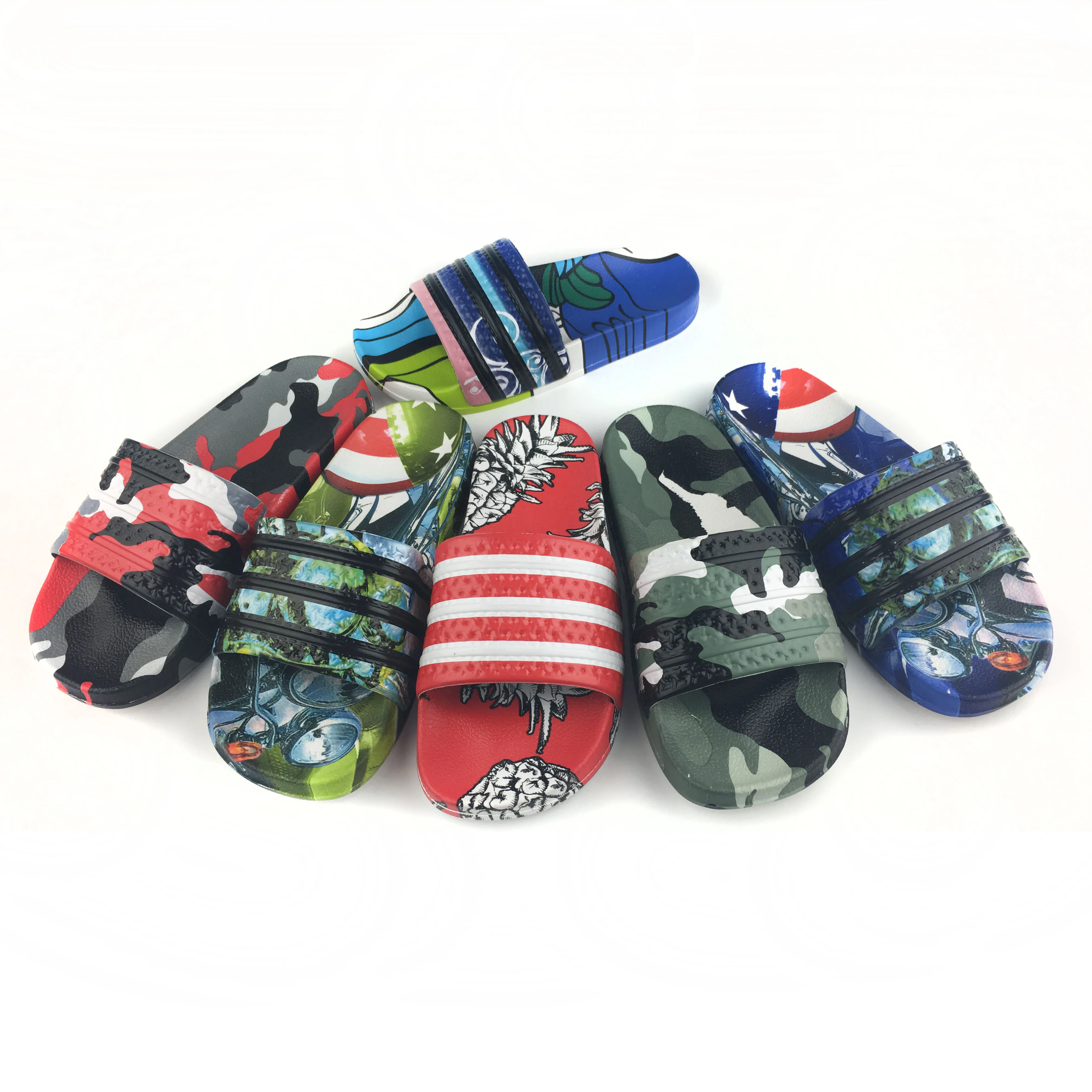 Сандалии пляжные мужские и женские удобные шлепанцы из ПВХ камуфляжный узор мультяшный рисунок под заказ