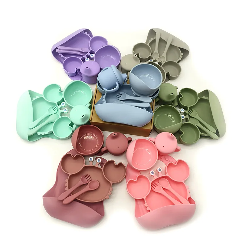 Factory 2023 Trending Portable Unbreakable Baby Eating Dishes Baby Feeding Tableware For Children