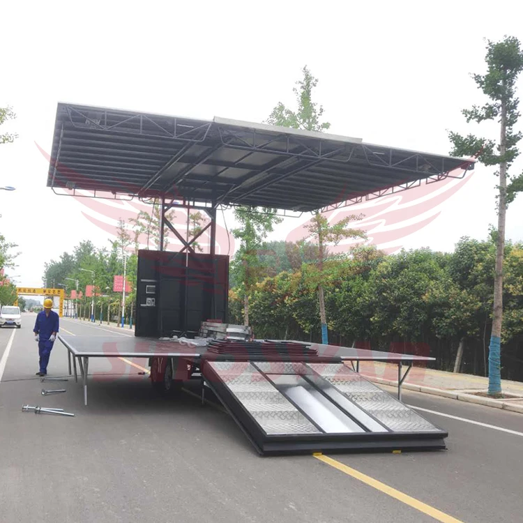 Mobile stage Trailer mobile stage trailer with roof lifting
