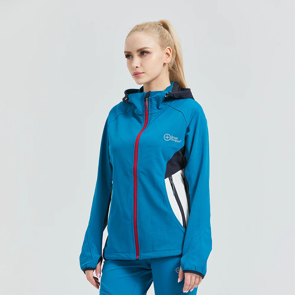 Spring Hiking Jacket Windproof Rain Jacket Hooded Shell Waterproof for Women