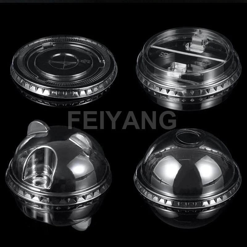 90mm 95mm diameter transparent flat lid PET flat cover juice cold drink plastic cup sealing lids