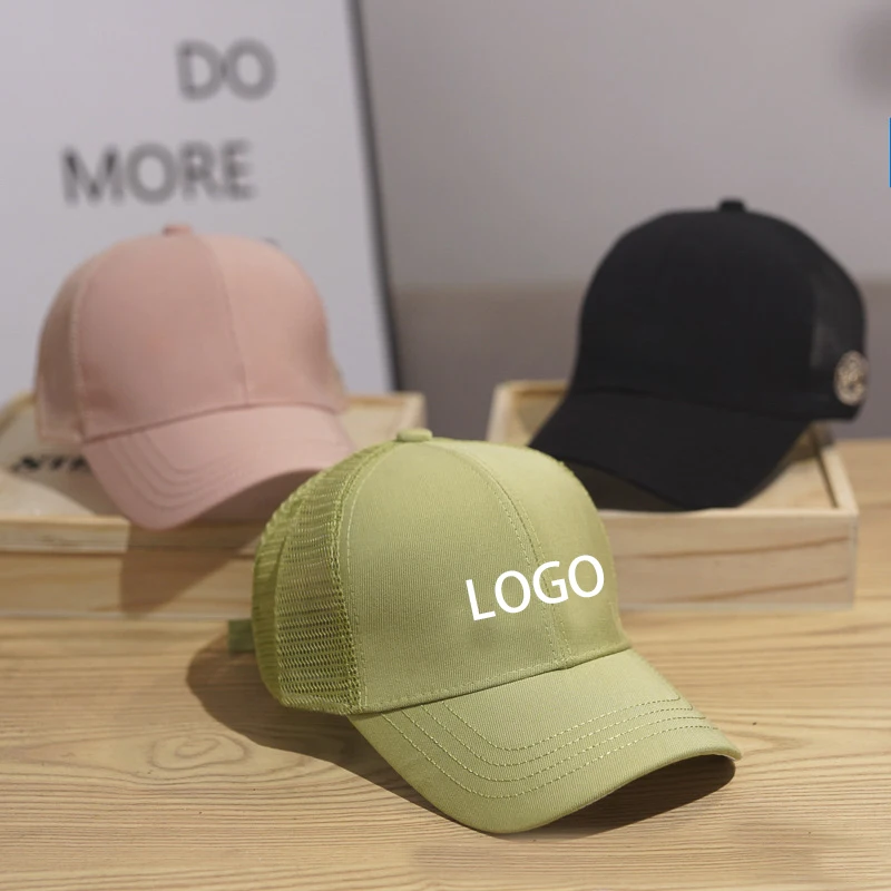Adults 6 Panel Mesh Trucker Cap, 100% Cotton Custom Embroidery Plain Mesh Trucker Hat