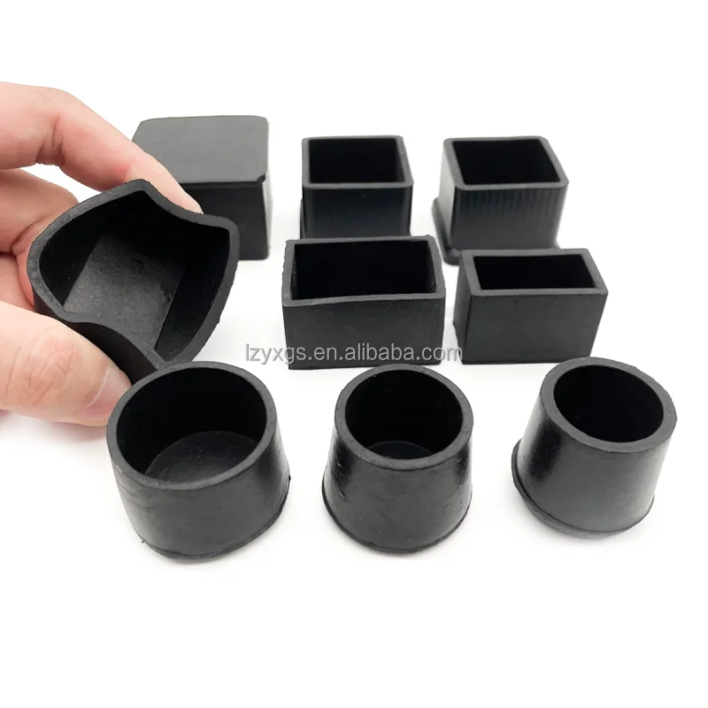 Rectangular 25*38mm mechanical equipment rubber foot cover square tube seal stainless steel table and chair foot cover
