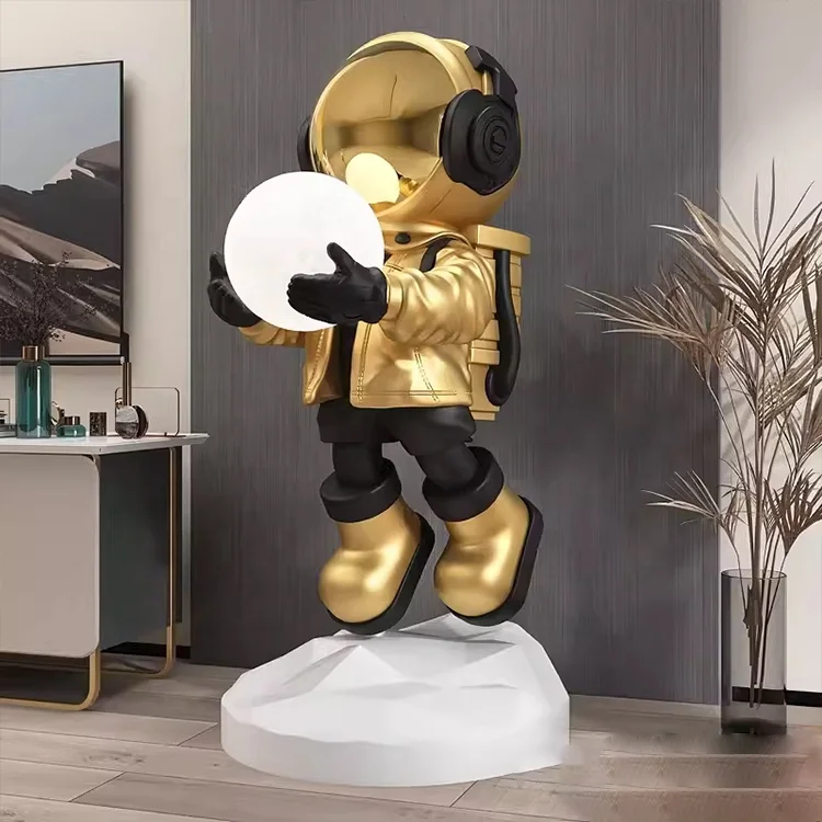 Оптовая продажа скульптура космонавта для декора гостиной смола космический корабль астронавт умный голос и Bluetooth аудио статуя