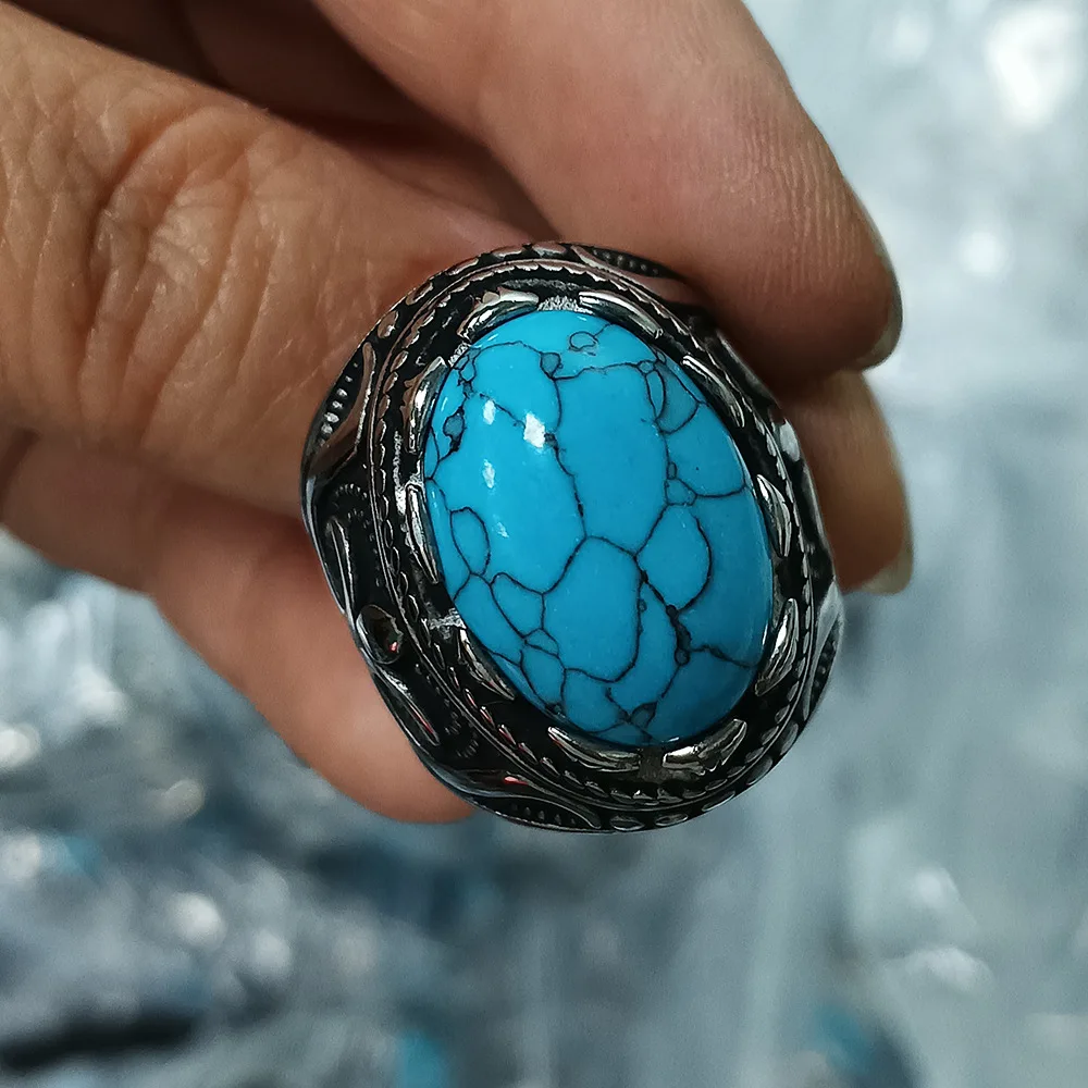 Wholesale Stainless Steel Tiger Eye Ring For Men Gold Plated Tiger Eye Stone Ring Turquoise Man Ring