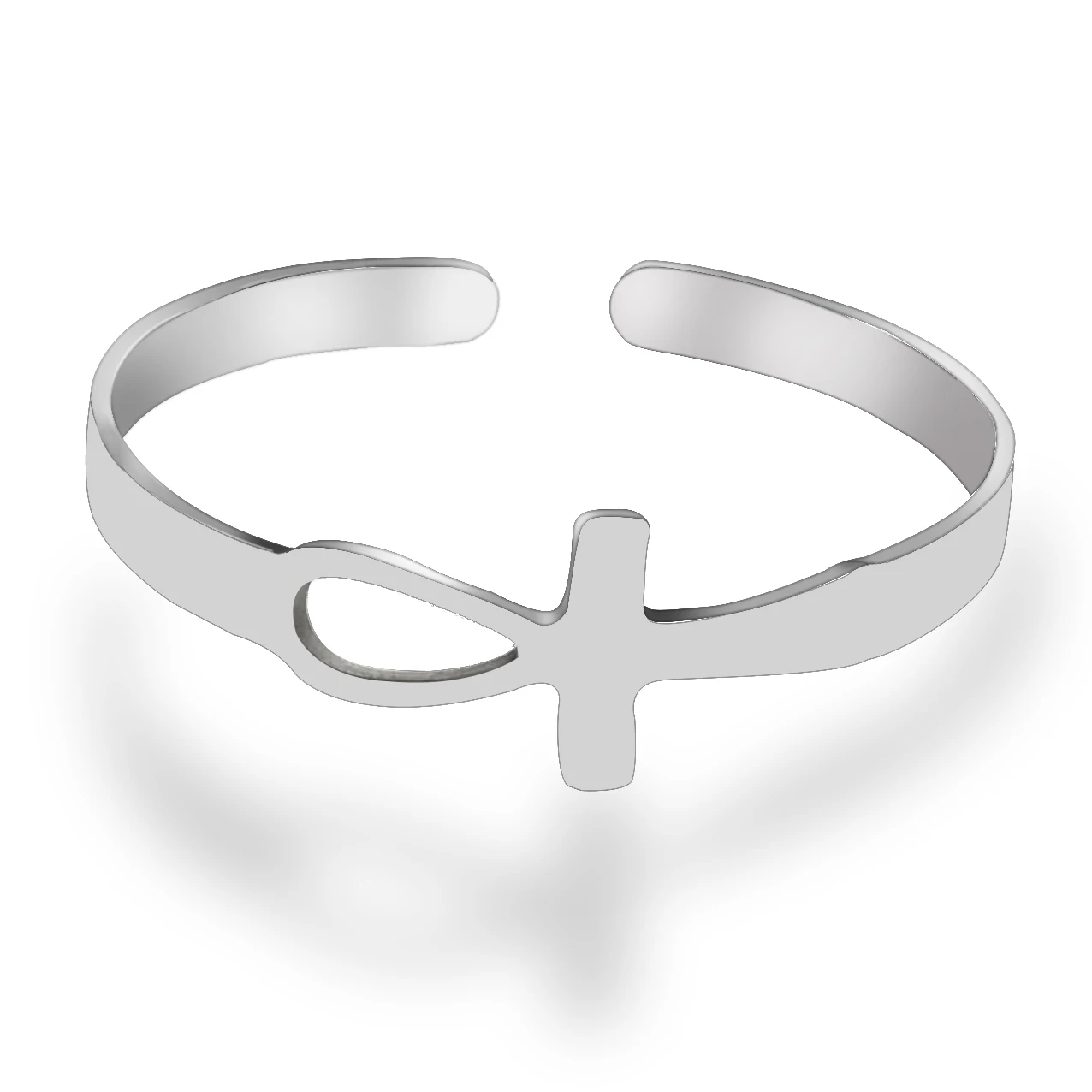 Factory promotion custom silver color stainless steel Ancient Egypt ankh cross cuff bracelet fashion jewelry bracelets for gift