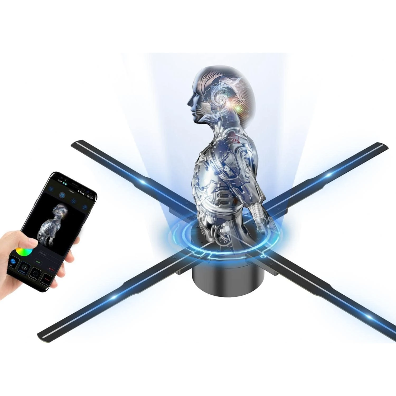 Fast Delivery 50cm Led Hohographic projecto 3D hologram fan wifi Remote Control High resolution adverting 3D Hologram Fan