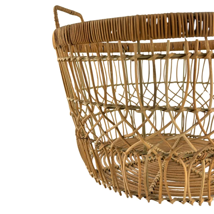 Kid Toys And Home Hotel Storage Stylish Hot Selling Handwoven Rattan Storage Basket With Cross Design And Sturdy Handles