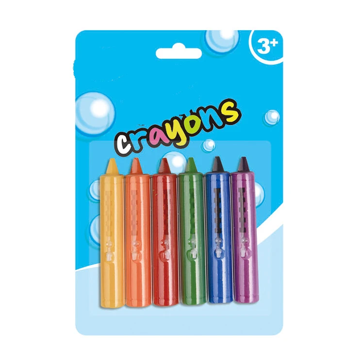 Wholesale kids art drawing crayons sets funny coloring painting toy 6 colors non toixc washable bath crayons for children