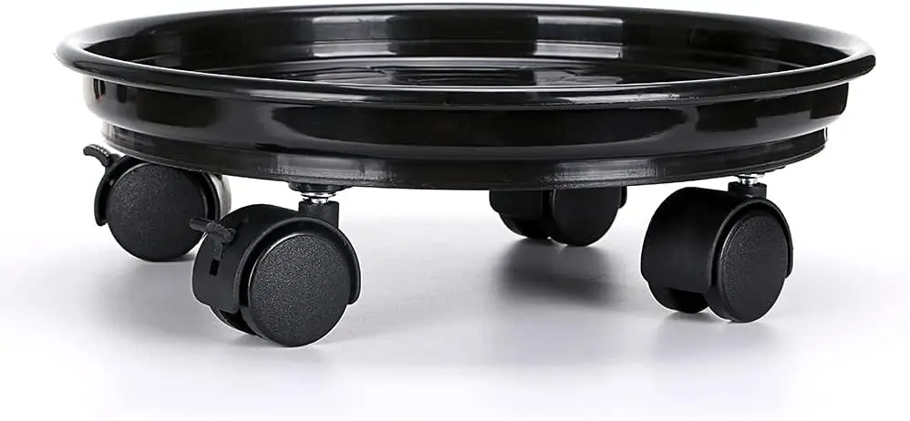 Modern  Heavy Duty  Metal black color Flower Pot Stand plant holder with wheels Flower Pot Mover for indoor and outdoor storage