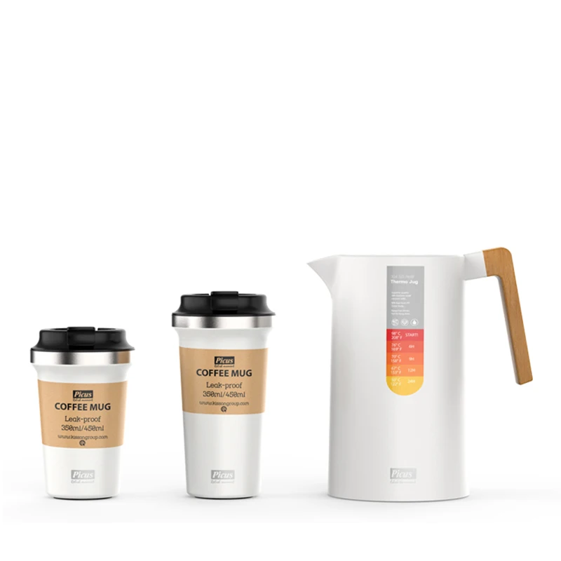 1.0L 1.3L PP OUTER WITH DOUBLE WALL STAINLESS STEEL LINER VACUUM JUG  NORDIC THERMAL CARAFE  WITH BEECH WOODEN HANDLE