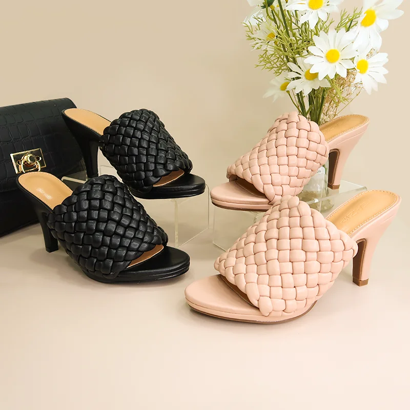 Oem odm плетеные женские сандалии на заказ, летние женские тапочки, сланцы, обувь на высоком каблуке и платформе, женские сандалии на каблуке 2021