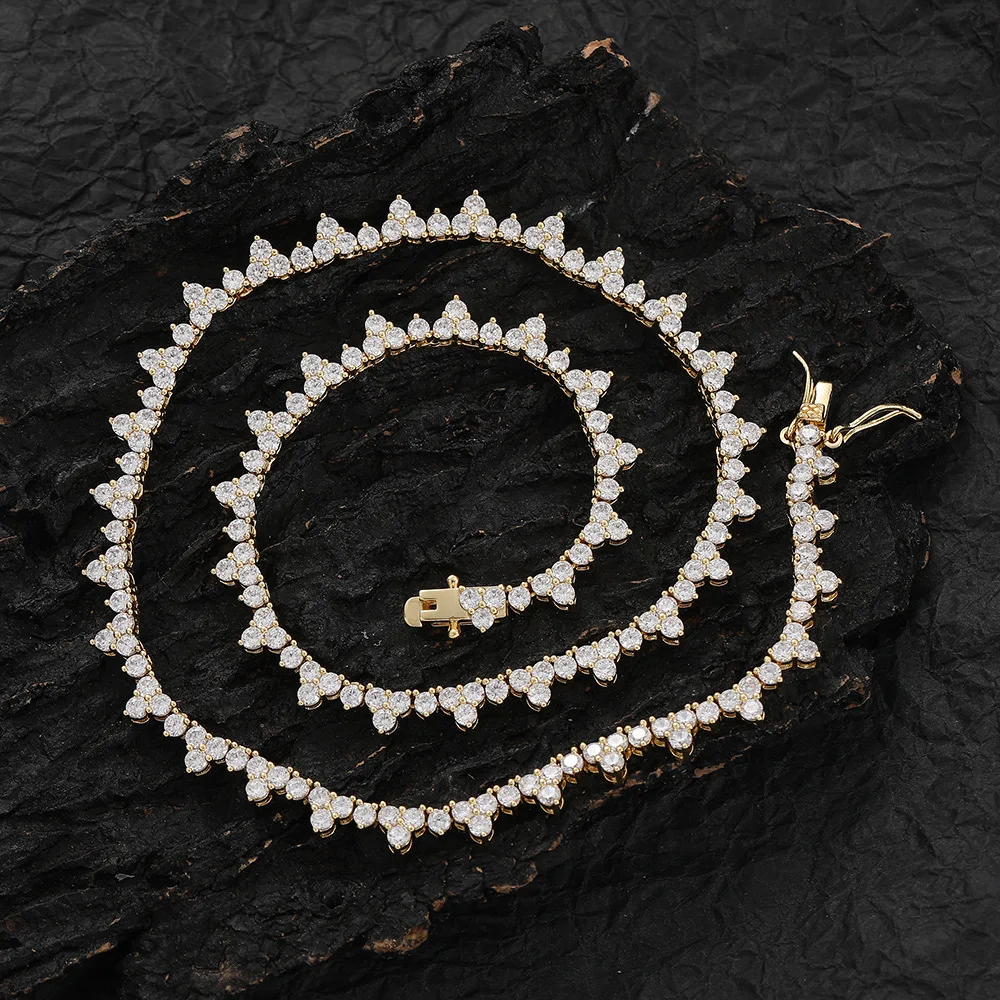 Factory Direct Gold Cross Pattern Necklace with Diamond Zircon Spring Buckle Trendy Heart Tennis Design for Ladies for Weddings