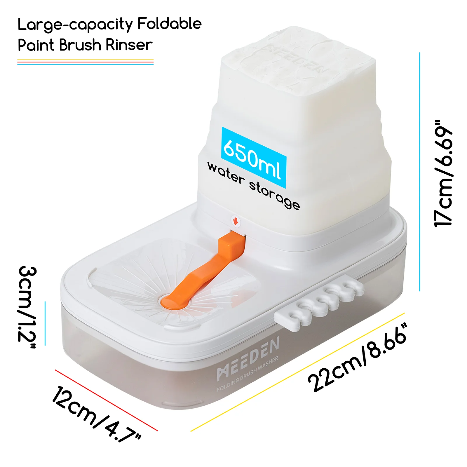 MEEDEN Portable Paint Brush Cleaner: Brush Rinser with 650ml Water Storage Area & 5-Slot Silicone Brush Holder,