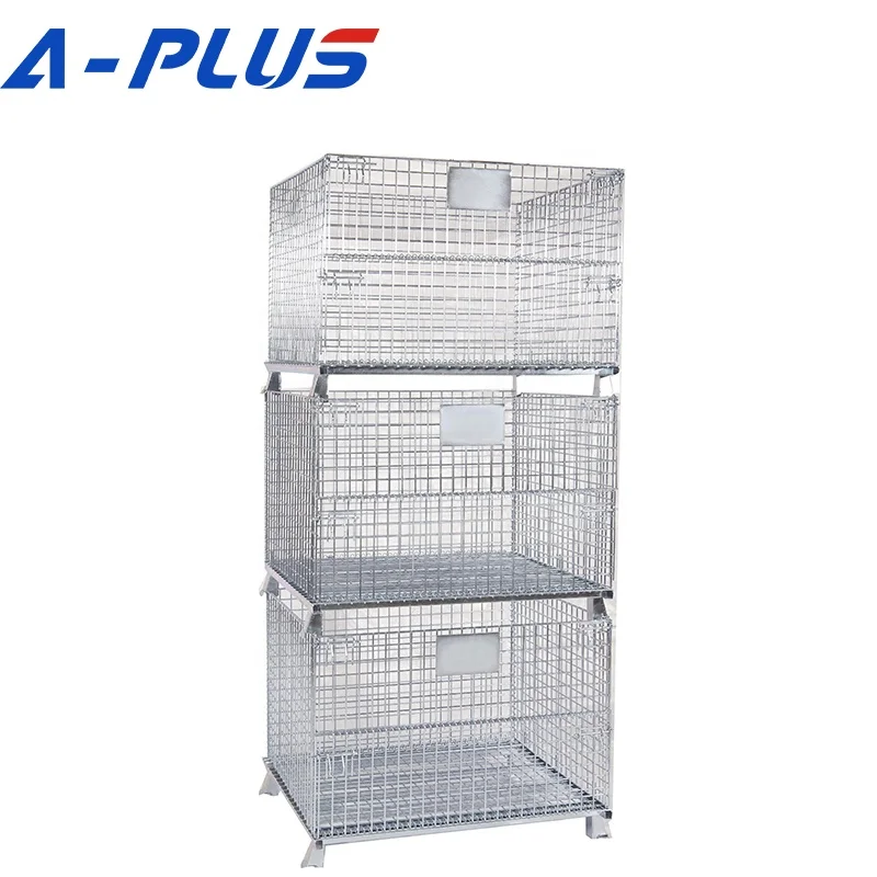 Warehouse Goods Storage Mesh Pallet Cage Heavy Duty Steel Wire Mesh Container Cage
