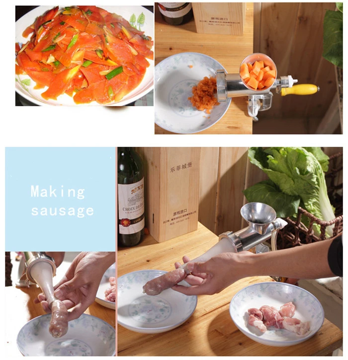 Factory Price Household User Friendly Aluminum Alloy Small Hand Grinding Meat Cutting Machine Grinder